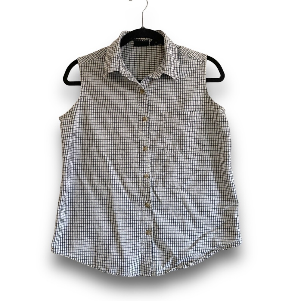 VINTAGE Rue 21 Sleeveless Collared Grunge 90s Y2k Checker Plaid Blouse Medium